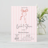Roze lint lint roze strepen bruidsdouche kaart (Staand voorkant)