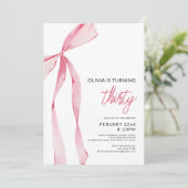 Roze lint lint verjaardagsfeestje viering script kaart (Staand voorkant)