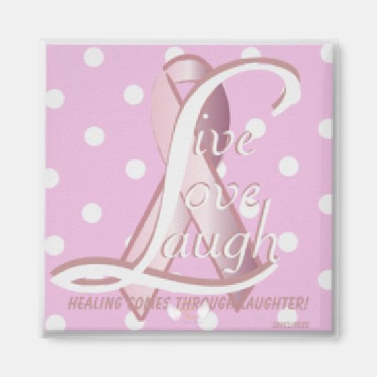 Roze Lint Live Liefde Lach Magnet-Cust. Magneet (Voorkant)