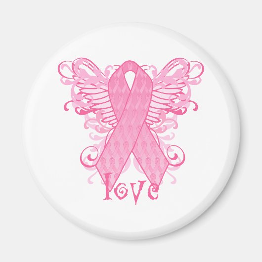 Roze lint Love Wings Magneet (Voorkant)