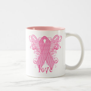 Roze lint Love Wings Tweekleurige Koffiemok
