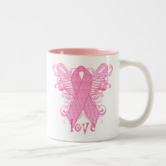 Roze lint Love Wings Tweekleurige Koffiemok