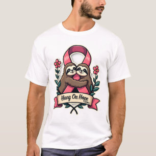 Roze Lint Luiaard Steun Vintage Bewustzijn Kunst T-shirt