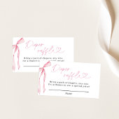 Roze lint Luier Lotekaart, Meisje Baby Shower Informatiekaartje