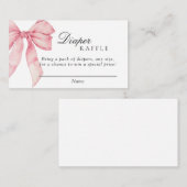 Roze lint Luierspelkaart, Meisje Baby Shower Informatiekaartje (Voorkant / Achterkant)