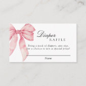 Roze lint Luierspelkaart, Meisje Baby Shower Informatiekaartje (Voorkant)