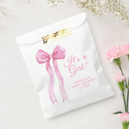 Roze lint meisje baby shower bedankzakje