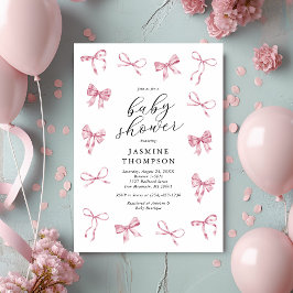 Roze lint meisje baby shower kaart
