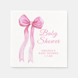 Roze lint meisje baby shower servet