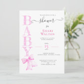 ROZE LINT MEISJE BABY SHOWER Uitnodiging (Staand voorkant)