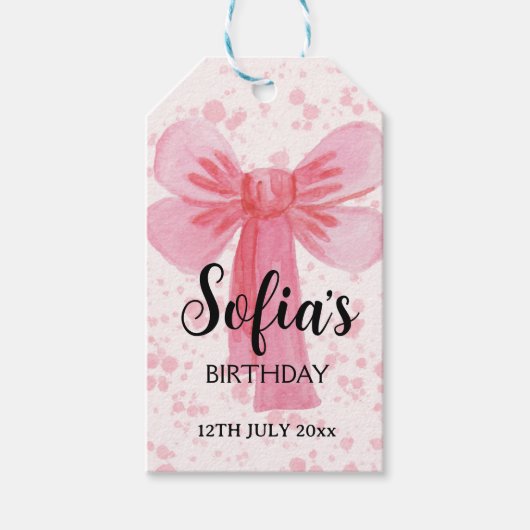 Roze Lint Meisje Cadeaulabel (Voorkant)