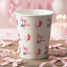 Roze lint meisje mama lint cute baby shower papieren bekers