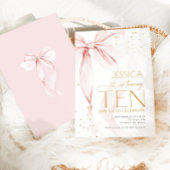 Roze Lint Meisjes 10e Verjaardag Kaart