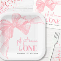 Roze Lint Meisjes 1e Verjaardag