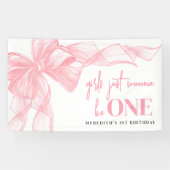 Roze Lint Meisjes 1e Verjaardag Spandoek (Horizontaal)