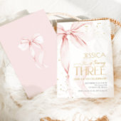 Roze Lint Meisjes 3e Verjaardag  Kaart