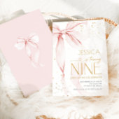Roze Lint Meisjes 9e Verjaardag Kaart
