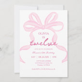 Roze lint meisjesachtig coquet meisjes 12e verjaar kaart (Voorkant)