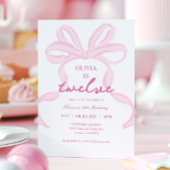 Roze lint meisjesachtig coquet meisjes 12e verjaar kaart