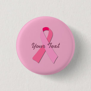 Roze lint met aangepaste tekst ronde button 3,2 cm
