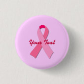 Roze lint met aangepaste tekst ronde button 3,2 cm (Voorkant)