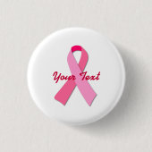 Roze lint met aangepaste tekst ronde button 3,2 cm (Voorkant)