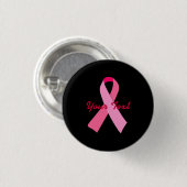 Roze lint met aangepaste tekst ronde button 3,2 cm (Voorkant /achterkant)