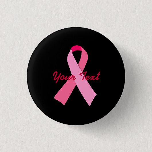 Roze lint met aangepaste tekst ronde button 3,2 cm (Voorkant)