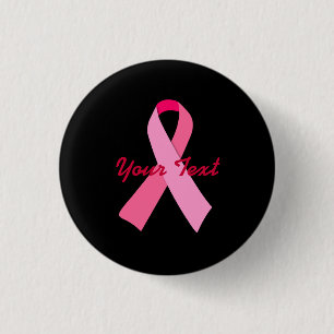 Roze lint met aangepaste tekst ronde button 3,2 cm