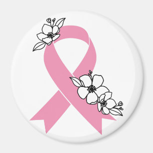 Roze lint met bloesems magneet