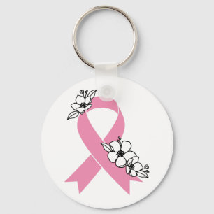 Roze lint met bloesems sleutelhanger