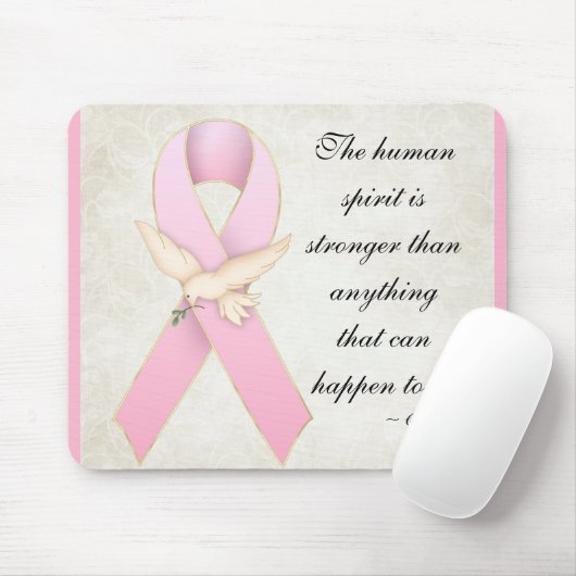Roze lint met dove Quotable/Customize Mousepad Muismat (Met muis)