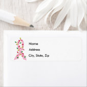 Roze lint met kerstverlichting borstkanker etiket (Insitu)