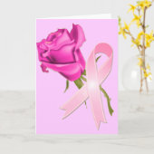 Roze lint met Roos *Borstkanker - Voorlichting * Kaart (Gele Bloem)
