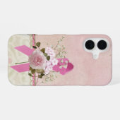 Roze lint met roos iPhone 16 hoesje (Achterkant horizontaal)