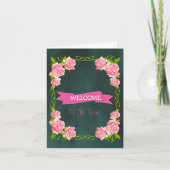 Roze lint met White Border Cute Welcome Card Kaart (Voorkant)