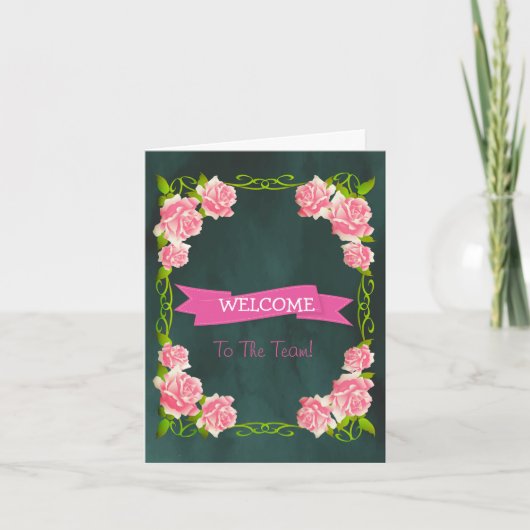 Roze lint met White Border Cute Welcome Card Kaart (Voorkant)