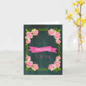 Roze lint met White Border Cute Welcome Card Kaart (Gele Bloem)