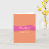 Roze lint met White Border Cute Welcome Kaart (Gele Bloem)