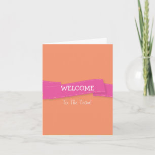 Roze lint met White Border Cute Welcome Kaart