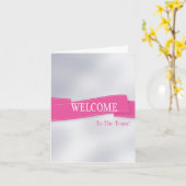 Roze lint met White Border Cute Welcome Kaart (Gele Bloem)