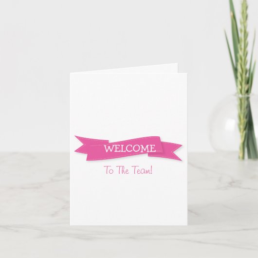 Roze lint met White Border Cute Welcome Kaart (Voorkant)