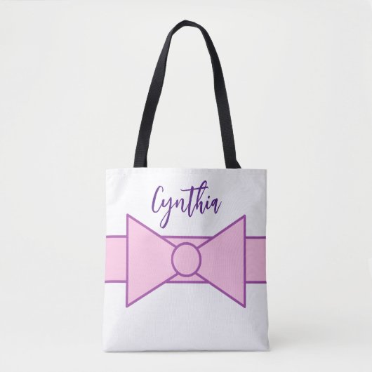 Roze lint met wit: tote bag (Voorkant)