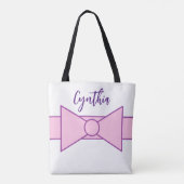 Roze lint met wit: tote bag (Achterkant)