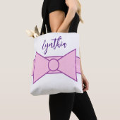 Roze lint met wit: tote bag (Dichtbij)