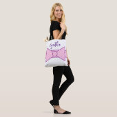 Roze lint met wit: tote bag (Op model)