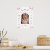 Roze lint mijlpaal bord sjabloon, Coquette Roze Poster (Keuken)