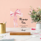 Roze lint Mimosa Bar Vrijgezellenfeest Acryl Bord (Huwelijk)