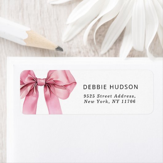 Roze lint minimaal elegante retouradres etiket (Insitu)