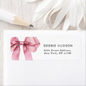 Roze lint minimalistische elegante retouradres etiket (Insitu)